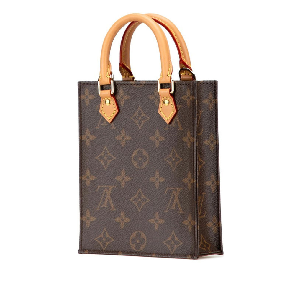 Louis Vuitton Plat Bag Sac 2way Monogram Leather Shoulder Brown